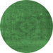 Round Oriental Emerald Green Industrial Rug, urb2246emgrn