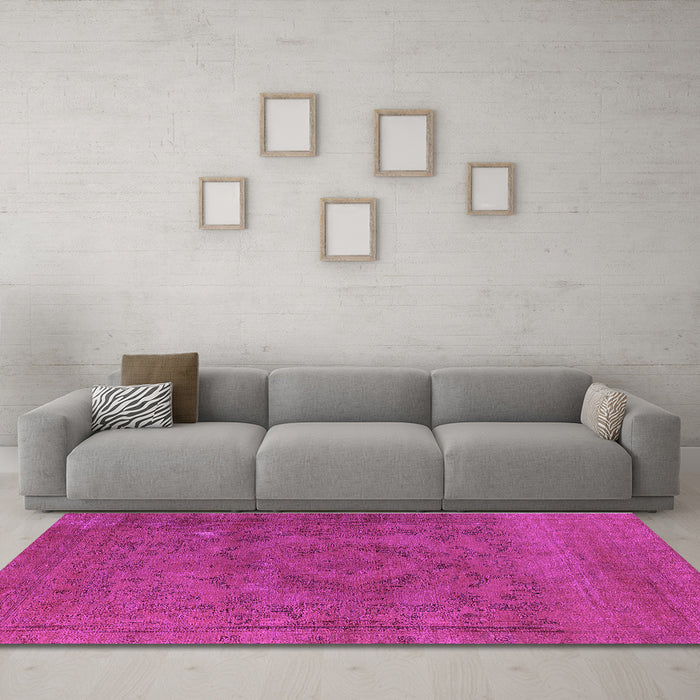 Machine Washable Oriental Purple Industrial Area Rugs in a Living Room, wshurb2246pur