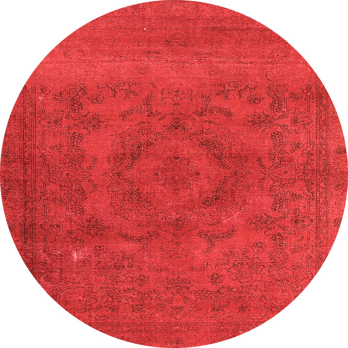 Round Machine Washable Oriental Orange Industrial Area Rugs, wshurb2246org