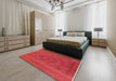 Mid-Century Modern Red Oriental Rug in a Bedroom, urb2246