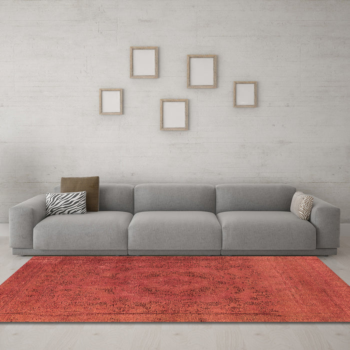 Machine Washable Oriental Brown Industrial Rug in a Living Room,, wshurb2246brn