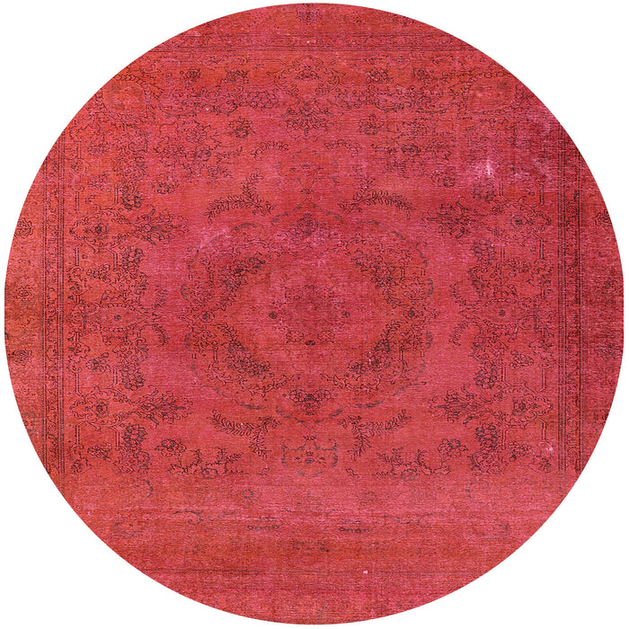 Round Machine Washable Industrial Modern Red Rug, wshurb2246