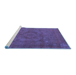 Sideview of Machine Washable Oriental Blue Industrial Rug, wshurb2246blu