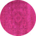 Round Oriental Pink Industrial Rug, urb2246pnk