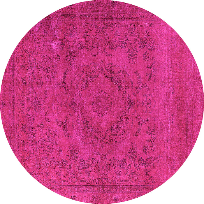 Round Machine Washable Oriental Pink Industrial Rug, wshurb2246pnk