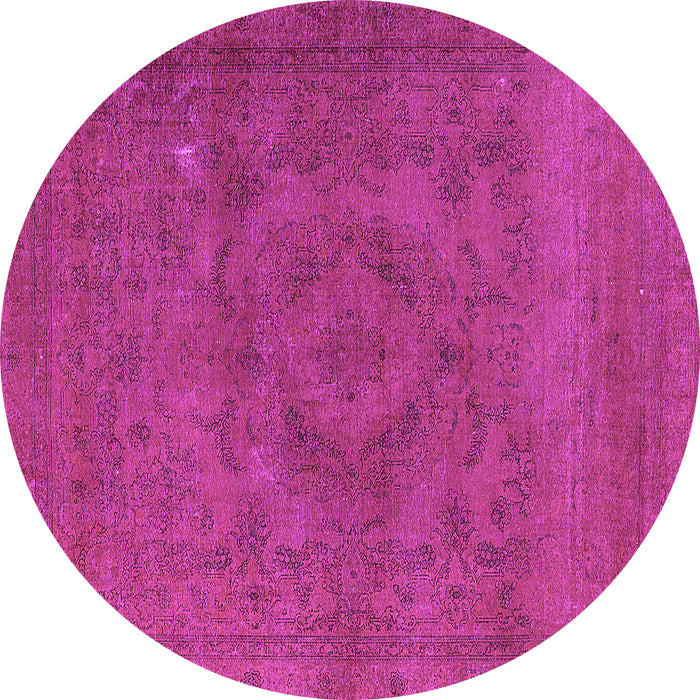 Round Machine Washable Oriental Purple Industrial Area Rugs, wshurb2246pur