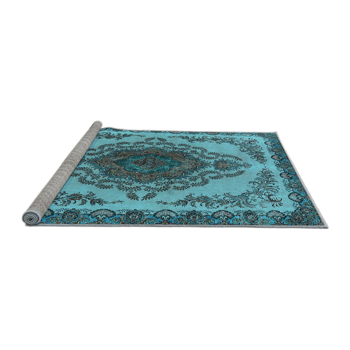 Sideview of Machine Washable Oriental Light Blue Industrial Rug, wshurb2247lblu
