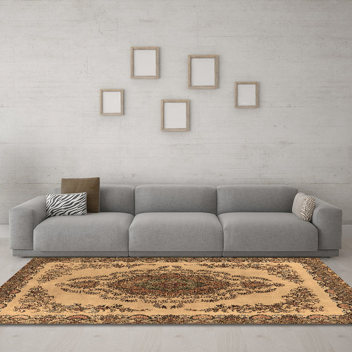 Machine Washable Oriental Brown Industrial Rug in a Living Room,, wshurb2247brn