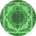 Round Oriental Emerald Green Industrial Rug, urb2247emgrn