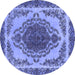 Round Machine Washable Oriental Blue Industrial Rug, wshurb2247blu