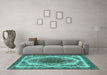 Machine Washable Oriental Turquoise Industrial Area Rugs in a Living Room,, wshurb2247turq