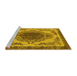 Sideview of Machine Washable Oriental Yellow Industrial Rug, wshurb2247yw