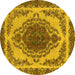 Round Machine Washable Oriental Yellow Industrial Rug, wshurb2247yw