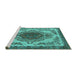 Sideview of Machine Washable Oriental Turquoise Industrial Area Rugs, wshurb2247turq