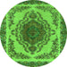 Round Machine Washable Oriental Green Industrial Area Rugs, wshurb2247grn