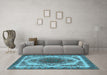 Machine Washable Oriental Light Blue Industrial Rug in a Living Room, wshurb2247lblu