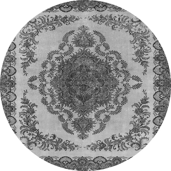 Round Machine Washable Oriental Gray Industrial Rug, wshurb2247gry