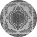 Round Machine Washable Oriental Gray Industrial Rug, wshurb2247gry