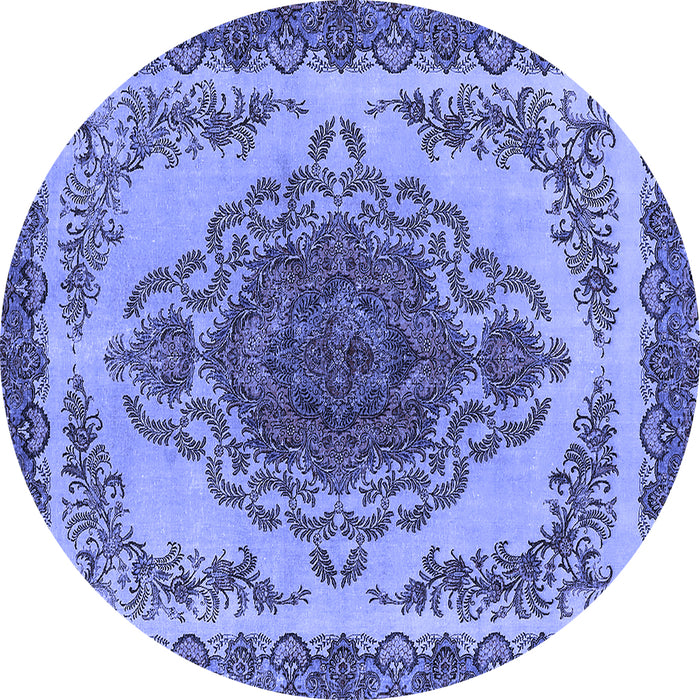 Round Oriental Blue Industrial Rug, urb2247blu