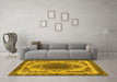 Machine Washable Oriental Yellow Industrial Rug in a Living Room, wshurb2247yw