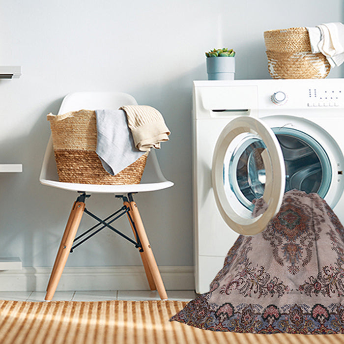 Machine Washable Industrial Modern Sepia Brown Rug in a Washing Machine, wshurb2247