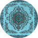 Round Oriental Light Blue Industrial Rug, urb2247lblu