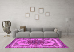 Machine Washable Oriental Pink Industrial Rug in a Living Room, wshurb2247pnk