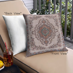 Front View of Mid-Century Modern Urban Square Sepia Brown Throw Pillow, 18 inch by 18 inch, pwurb2247