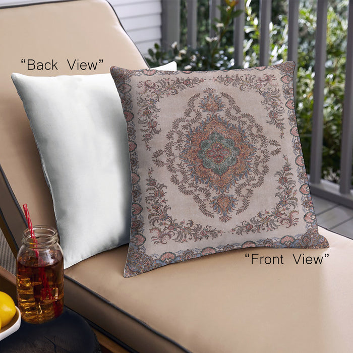 Front View of Mid-Century Modern Urban Square Sepia Brown Throw Pillow, 18 inch by 18 inch, pwurb2247