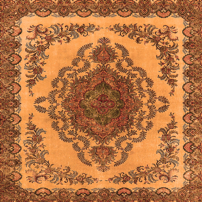 Square Machine Washable Oriental Orange Industrial Area Rugs, wshurb2247org