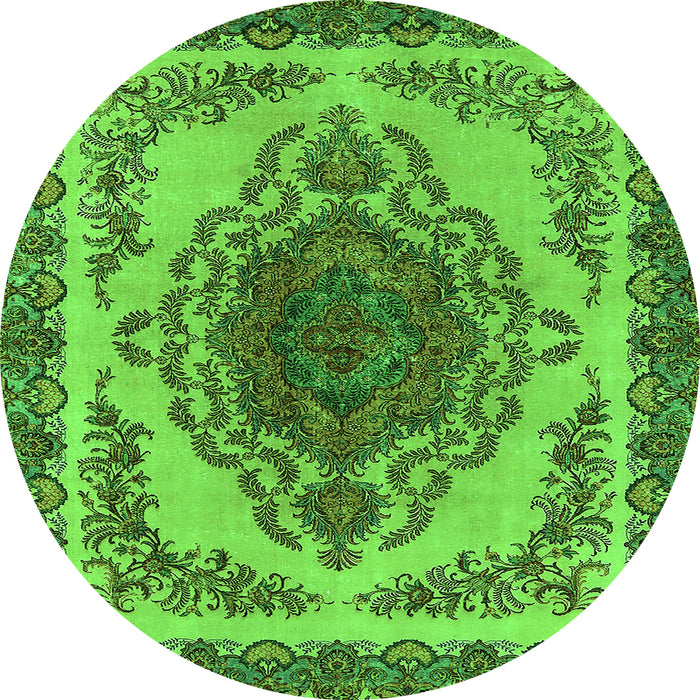 Round Oriental Green Industrial Rug, urb2247grn