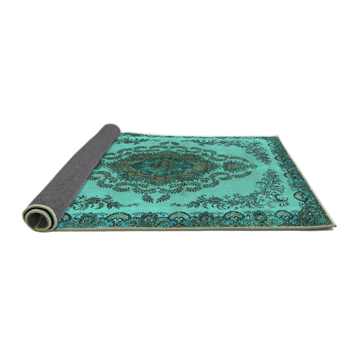 Sideview of Oriental Turquoise Industrial Rug, urb2247turq
