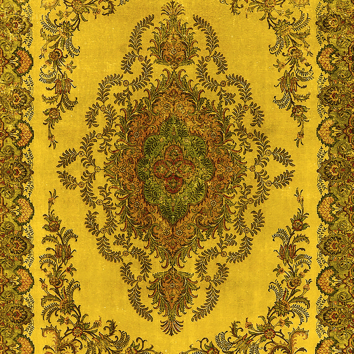 Machine Washable Oriental Yellow Industrial Rug, wshurb2247yw