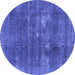 Round Oriental Blue Industrial Rug, urb2248blu