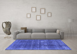 Machine Washable Oriental Blue Industrial Rug in a Living Room, wshurb2248blu