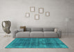 Machine Washable Oriental Turquoise Industrial Area Rugs in a Living Room,, wshurb2248turq