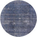 Round Machine Washable Industrial Modern Purple Navy Blue Rug, wshurb2248