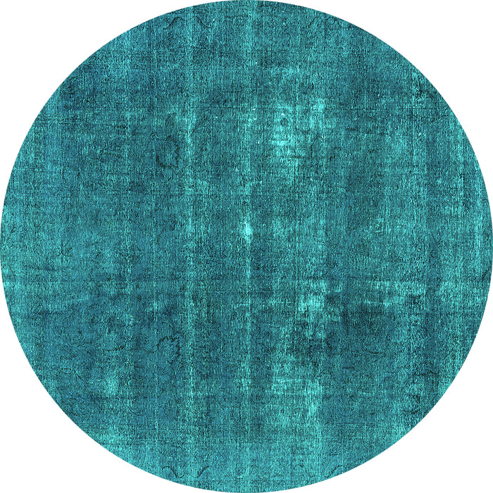 Round Oriental Turquoise Industrial Rug, urb2248turq
