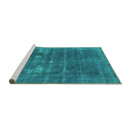 Sideview of Machine Washable Oriental Turquoise Industrial Area Rugs, wshurb2248turq