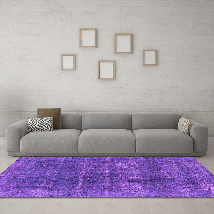 Machine Washable Oriental Purple Industrial Area Rugs in a Living Room, wshurb2248pur