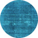 Round Oriental Light Blue Industrial Rug, urb2248lblu