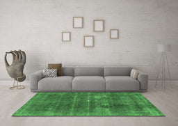 Machine Washable Oriental Emerald Green Industrial Area Rugs in a Living Room,, wshurb2248emgrn