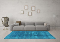 Machine Washable Oriental Light Blue Industrial Rug, wshurb2248lblu