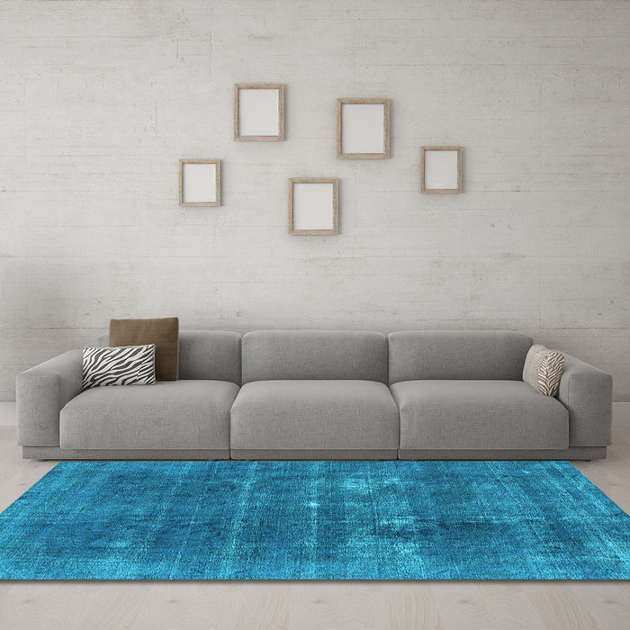 Machine Washable Oriental Light Blue Industrial Rug in a Living Room, wshurb2248lblu