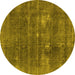 Round Oriental Yellow Industrial Rug, urb2248yw