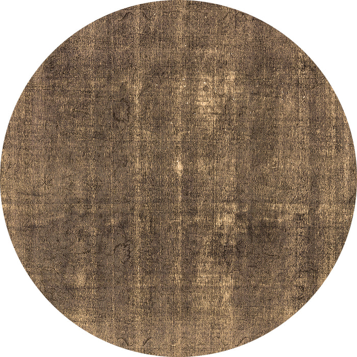 Round Oriental Brown Industrial Rug, urb2248brn