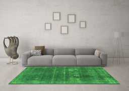 Machine Washable Oriental Green Industrial Area Rugs in a Living Room,, wshurb2248grn