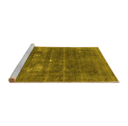 Sideview of Machine Washable Oriental Yellow Industrial Rug, wshurb2248yw