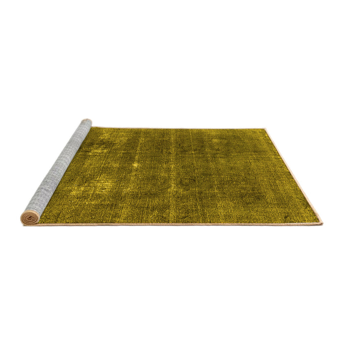Sideview of Machine Washable Oriental Yellow Industrial Rug, wshurb2248yw