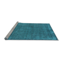 Sideview of Machine Washable Oriental Light Blue Industrial Rug, wshurb2249lblu